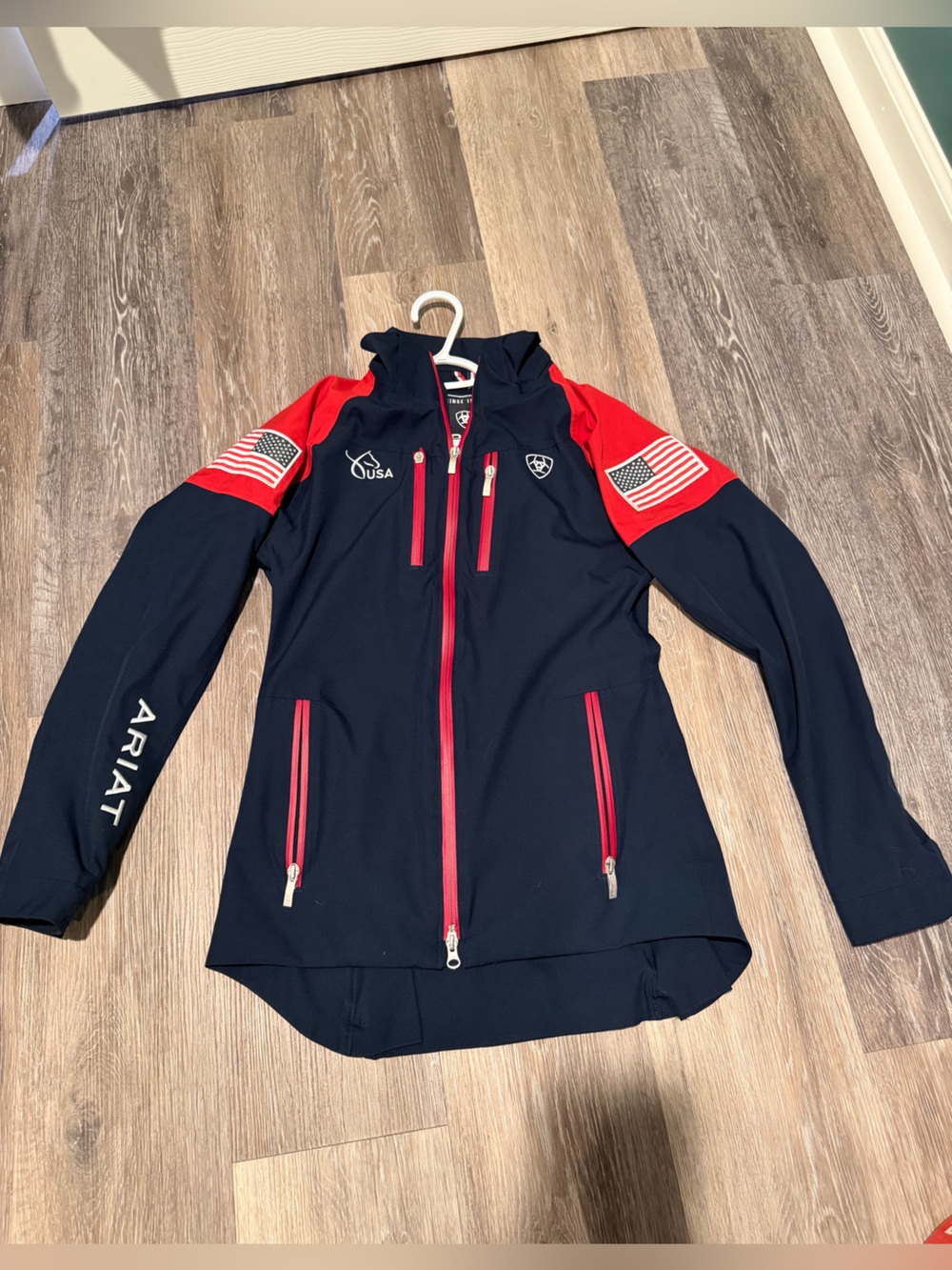 Ariat Navy Jacket with Red Trim and USA Detailing